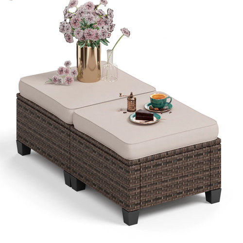 Wicker & Rattan Patio Ottomans You'll Love Wayfair